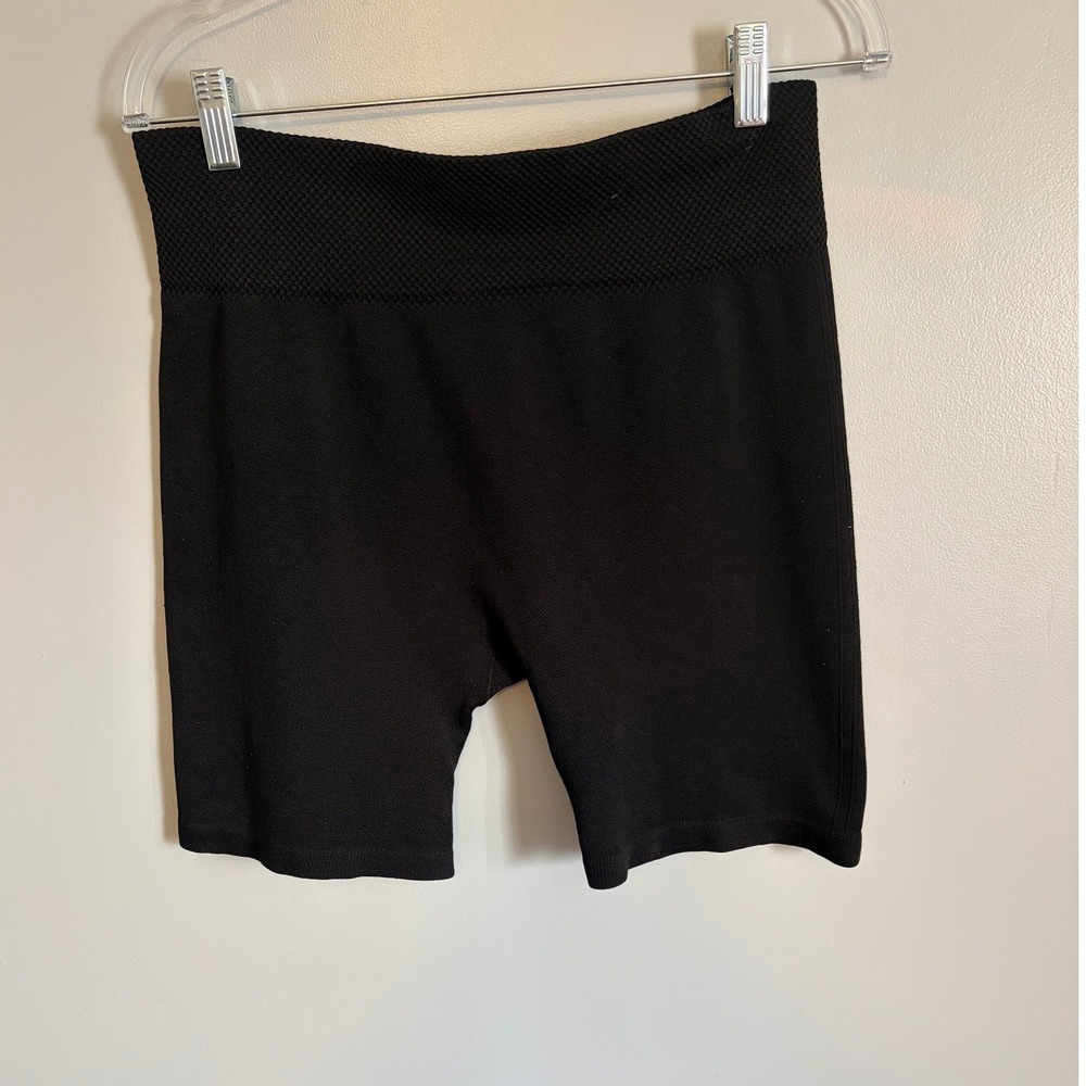 Unbranded Black Textured Seamless High Waisted Biker Shorts Womens Large XL